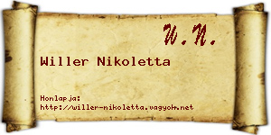 Willer Nikoletta névjegykártya